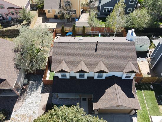 Roof shingles from above