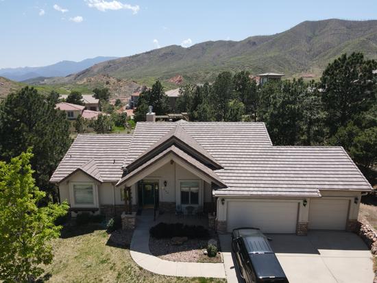 Roof shingles from above