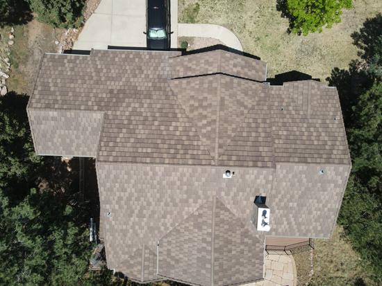 Roof shingles from above